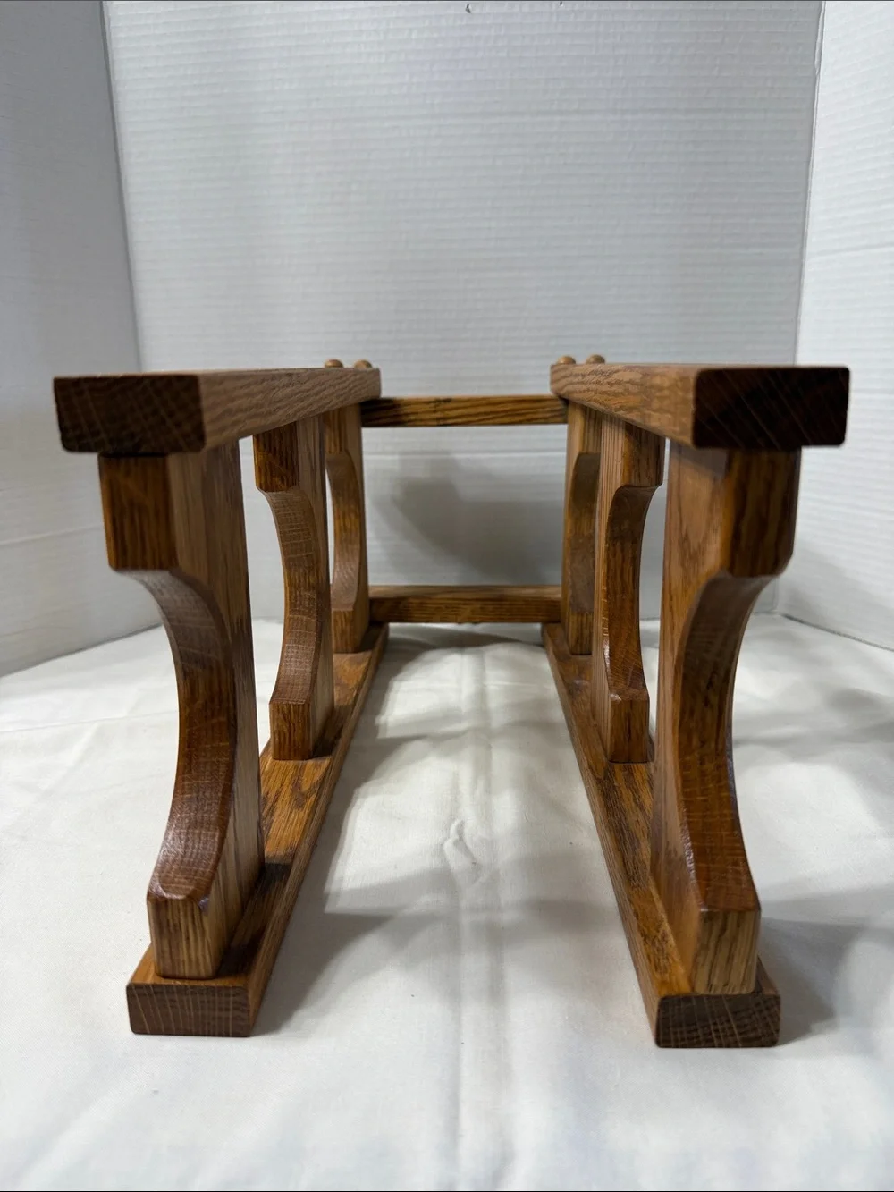 Artisan Crafted Solid Oak 3 Bottle Wine Holder Stand or Bath Towel Rack - Brown